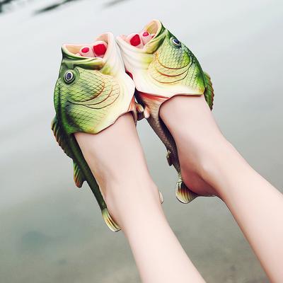 Designer Beach Fish Slippers Woman Outdoor Funny Slides Animal Shape Flip Flops Women Summer Scuff Novelty Sandal Unisex Slipper