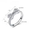 Sparkling 925 Sterling Silver Color Wedding Rings for Women Cubic Zircon Crystal Bowknot Fashion Engagement Ring