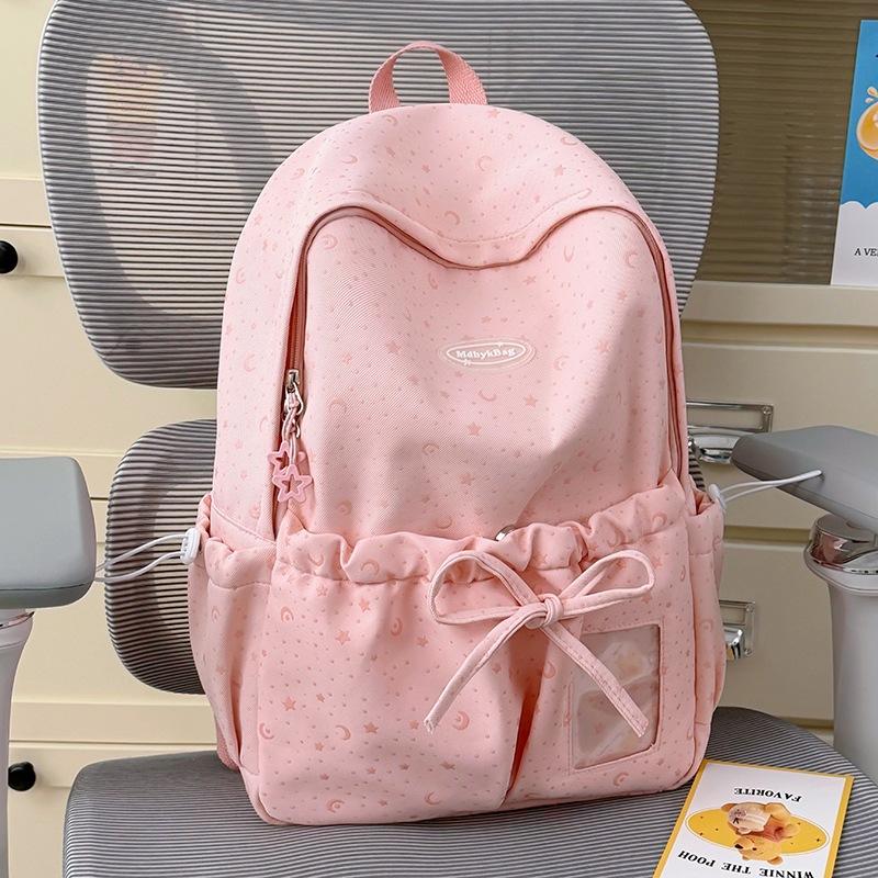Schoolbag summer new schoolbag nebula soft fog galaxy star light moon pattern milk green girl heart bow travel small backpack