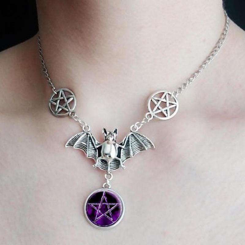 Trendy European & American Bat Pentagram Hip Hop Necklace Pendant