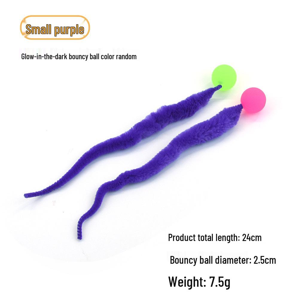 Solid Color Elastic Ball & Caterpillar Teaser Stick Kitten Toy