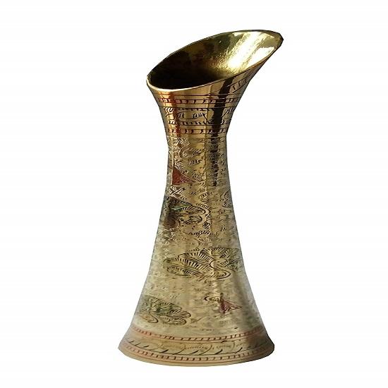 

Искусно изготовленная элегантная и длинная латунная ваза для цветов с дизайном павлина для домашнего декора, размер 36 см, многоцветная