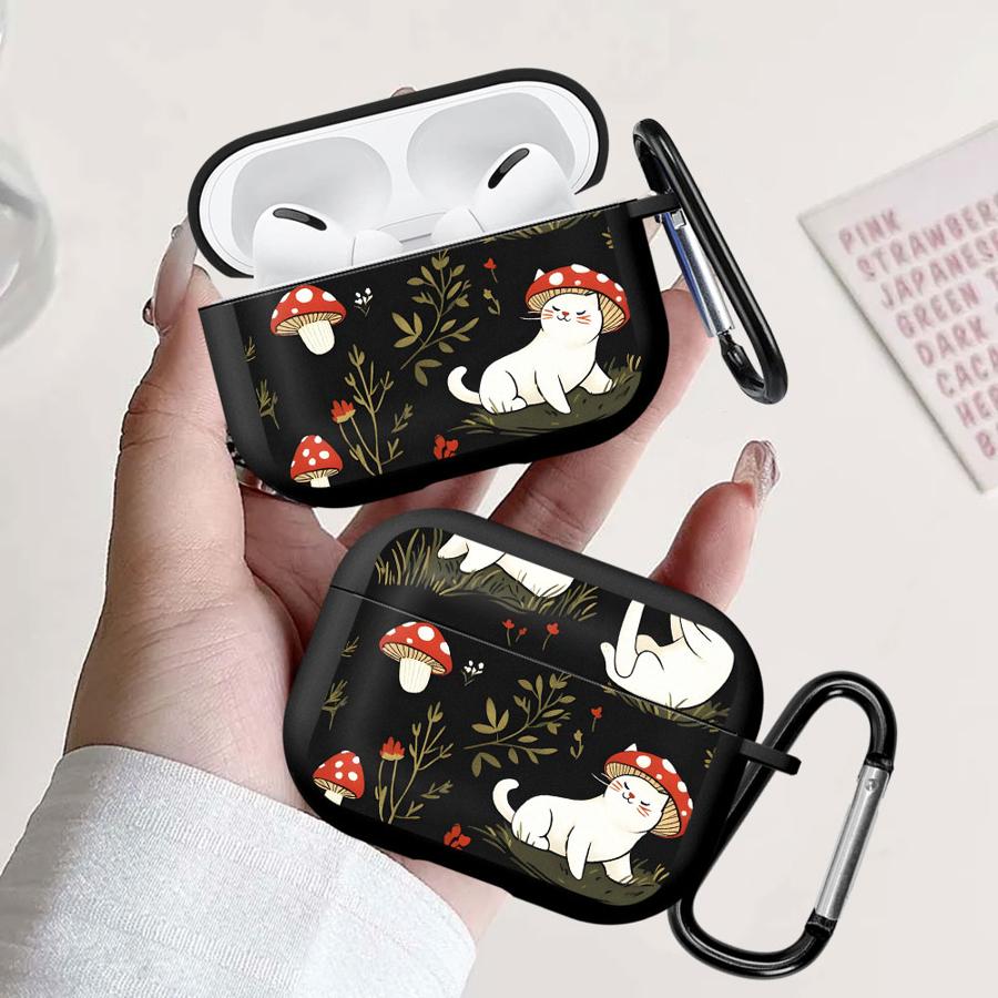 Cute Cat Wearing Mushrooms Earphone Cases Cover Case For Airpods 1 2 Pro3 3 Pro2 Pro 4