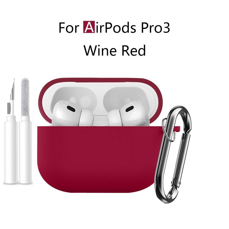 New 2025 For Apple Airpods Pro 3 Case Soft Silicone Full Protective Cover with Cleaning Kit and Keychain for Airpods Pro 3 Case