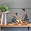 2 Stück Schwanenfiguren Paar-Heimdekorationen für Wohnzimmer-Dekor und Zubehör, Skulpturen Heimdekoration für Couchtisch, Dekor-Akzente für Bücherregal