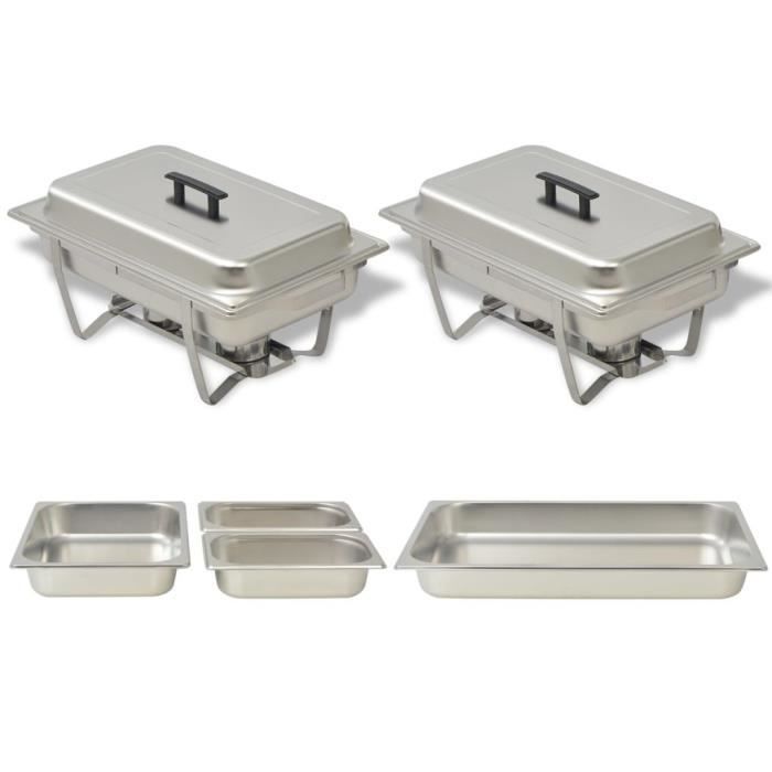 Ensemble de chauffe-plats - VIDAXL - 2 pcs - Acier inoxydable - Dimensions Gastronorm - Facile à nettoyer