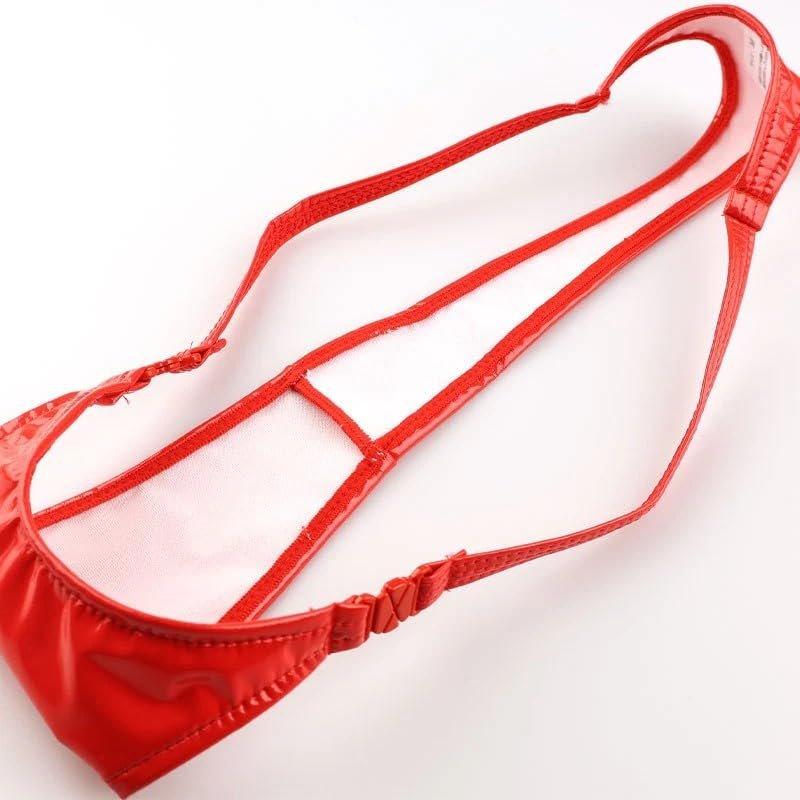 La-Pomme Cherry Love Shiny Enamel High-Cut T-Back Thong with Side Buckles Made in Japan