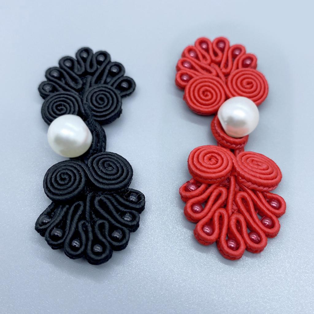 Chinese Knot Buttons Pearl Beads Cheongsam Cloaks Cardigan Fasteners for Clothing Decor Pig Nose Cheongsam Fasteners
