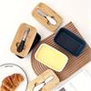 Ceramic Butter Boxes Dishes Cans Cheese Trays Vertical Containers Kitchen Food Storage Containers with Round Wooden Covers Boxes