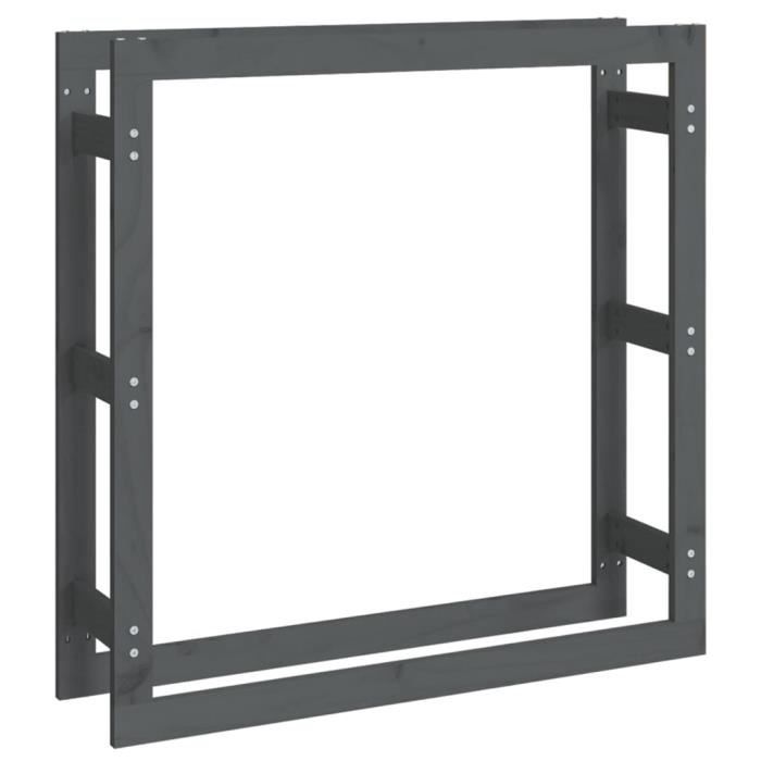 822424 vidaXL Support pour bois de chauffage Gris 100x25x100 cm Bois de pin