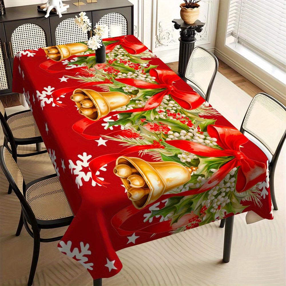 1pc Tablecloth, New Christmas Theme Printed Tablecloth, And Washable, Suitable for Home Kitchen, Restaurant, Cafe, Party, Holiday Table Decoration, We
