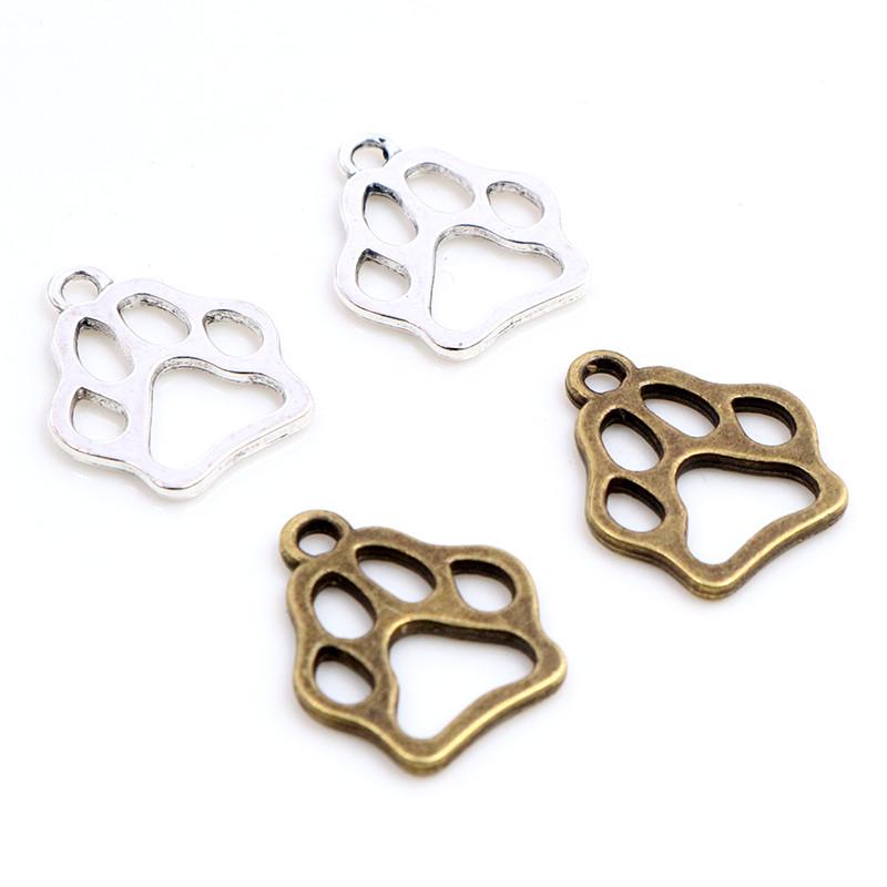 20pcs Cat Dog Footprint Cute Charms Pendant 19x17mm Alloy Metal DIY Jewelry Making Accessories Findings for Necklace Earrings