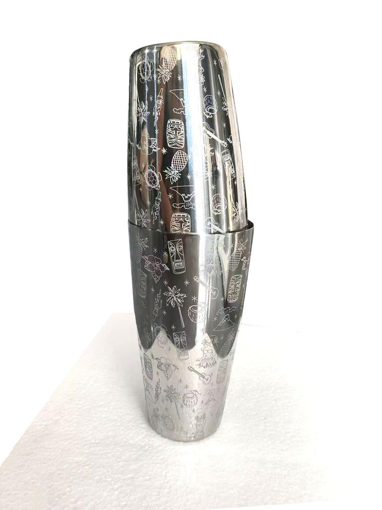 Etched Boston Cocktail Shaker Bar Tins Stainless Steel Bartender Kit Engraved Mixing Shaker Set Bar Tools