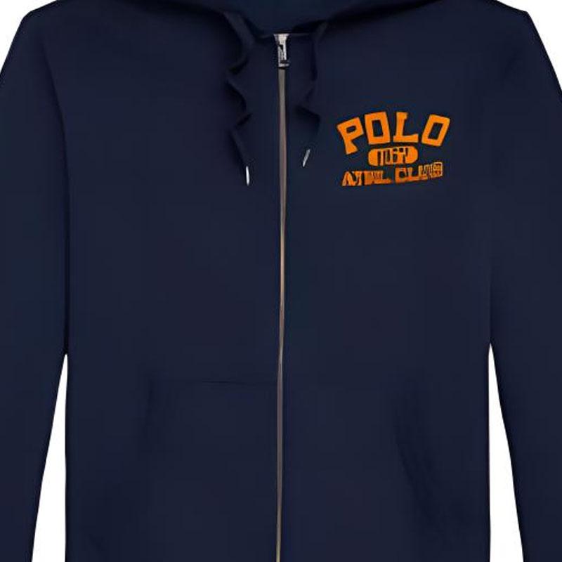 Polo Ralph Lauren FW22 Letter Print Zip-Up Hoodie Men Hoodies Navy-Blue MNPOKNI16822185-410