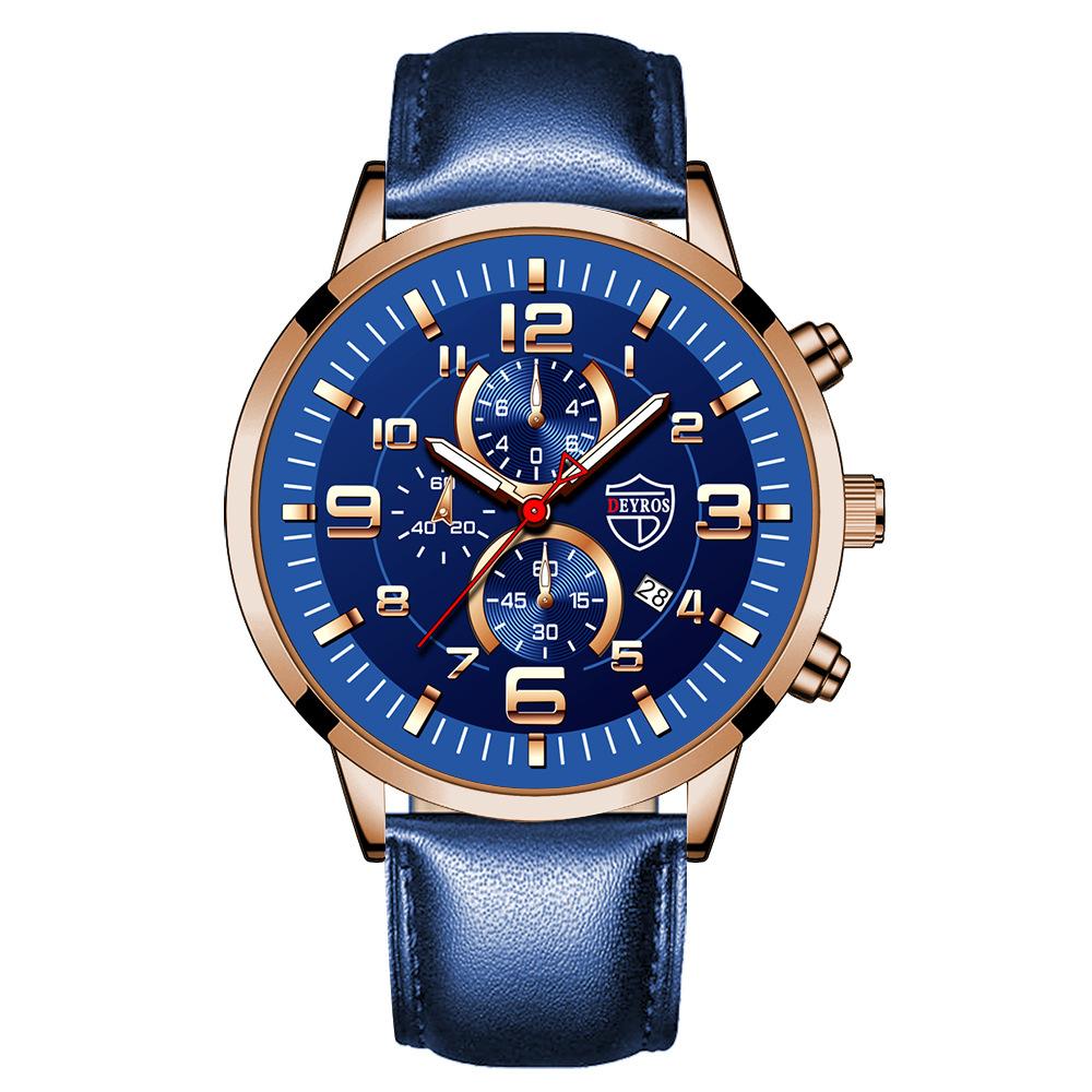Watch Men'S Quartz Watch Stainless Steel Strap Calendar Luminous