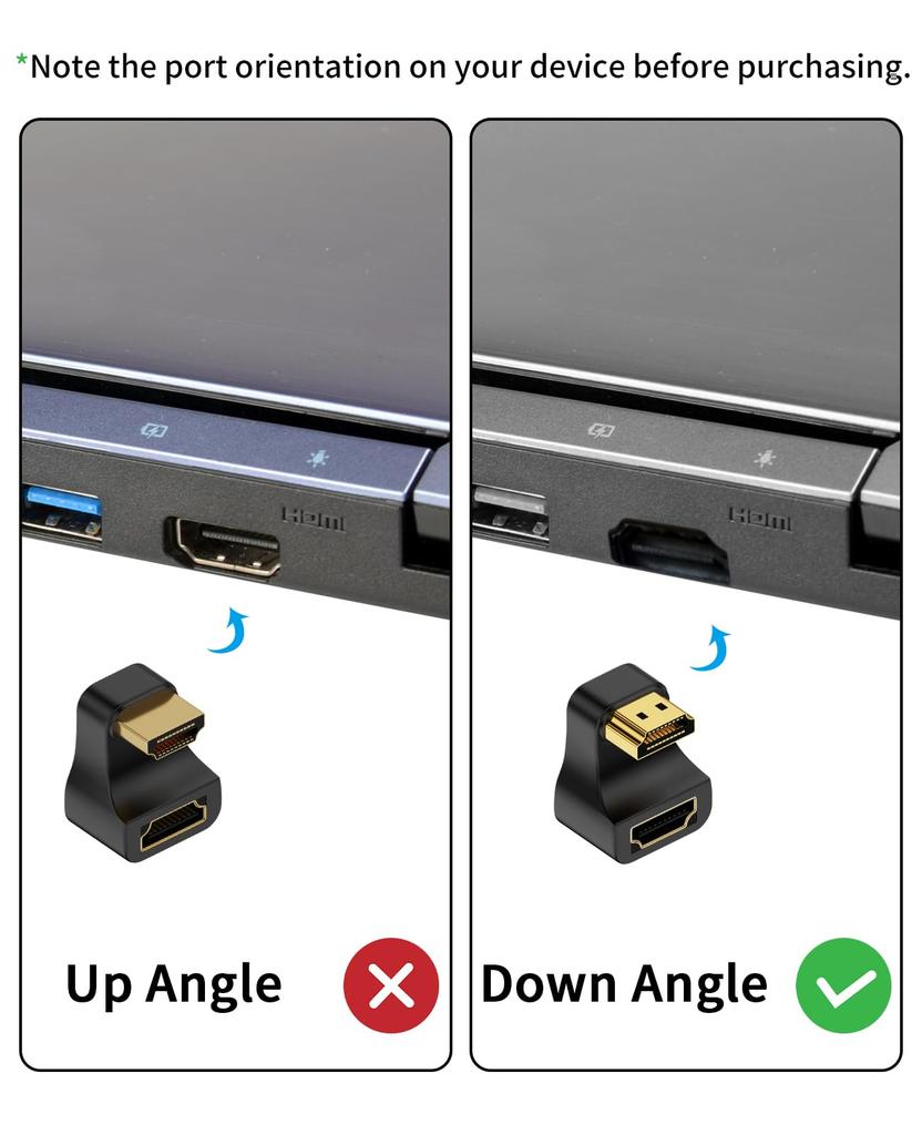Poyiccot 8K HDMI 48Gbps HDMI Conversion Adapter 180 Degree Angle Change Male To Female HDMI Extension Adapter TV Stick PC Compatible Gold Plated Set