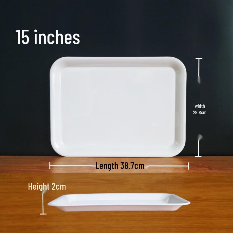 Handun 15-inch Melamine Beveled Edge Serving Trays - 10 Pack