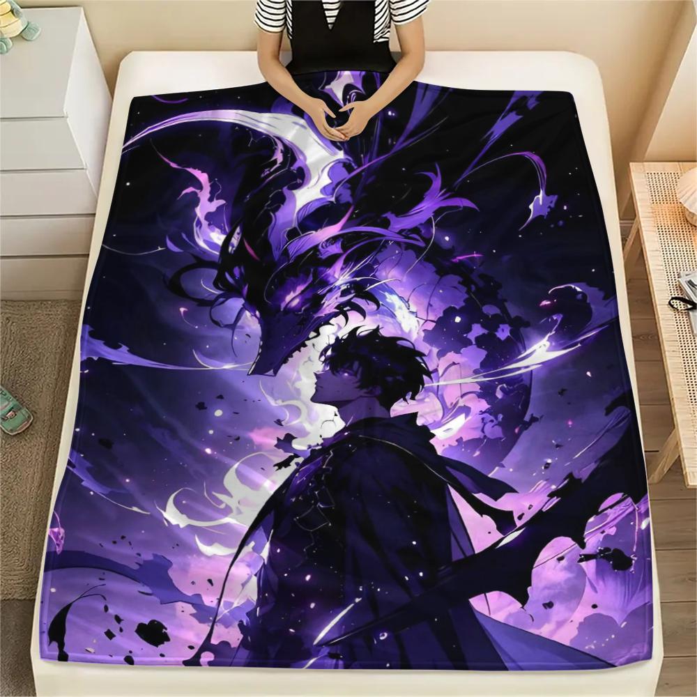 1PC Solo Leveling Print Flannel Blanket, High quality Comfortable for All Seasons, Home Decor, Warmth and Comfort, Perfect for Christmas Gifts170