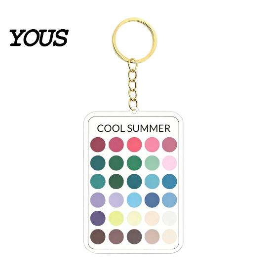 Wardrobe Color Matcher 2Pcs Palette Keychain Pendant, Clear Acrylic Season Analysis Swatches Matching Tool Keychain, Card, Gifts for Fashion