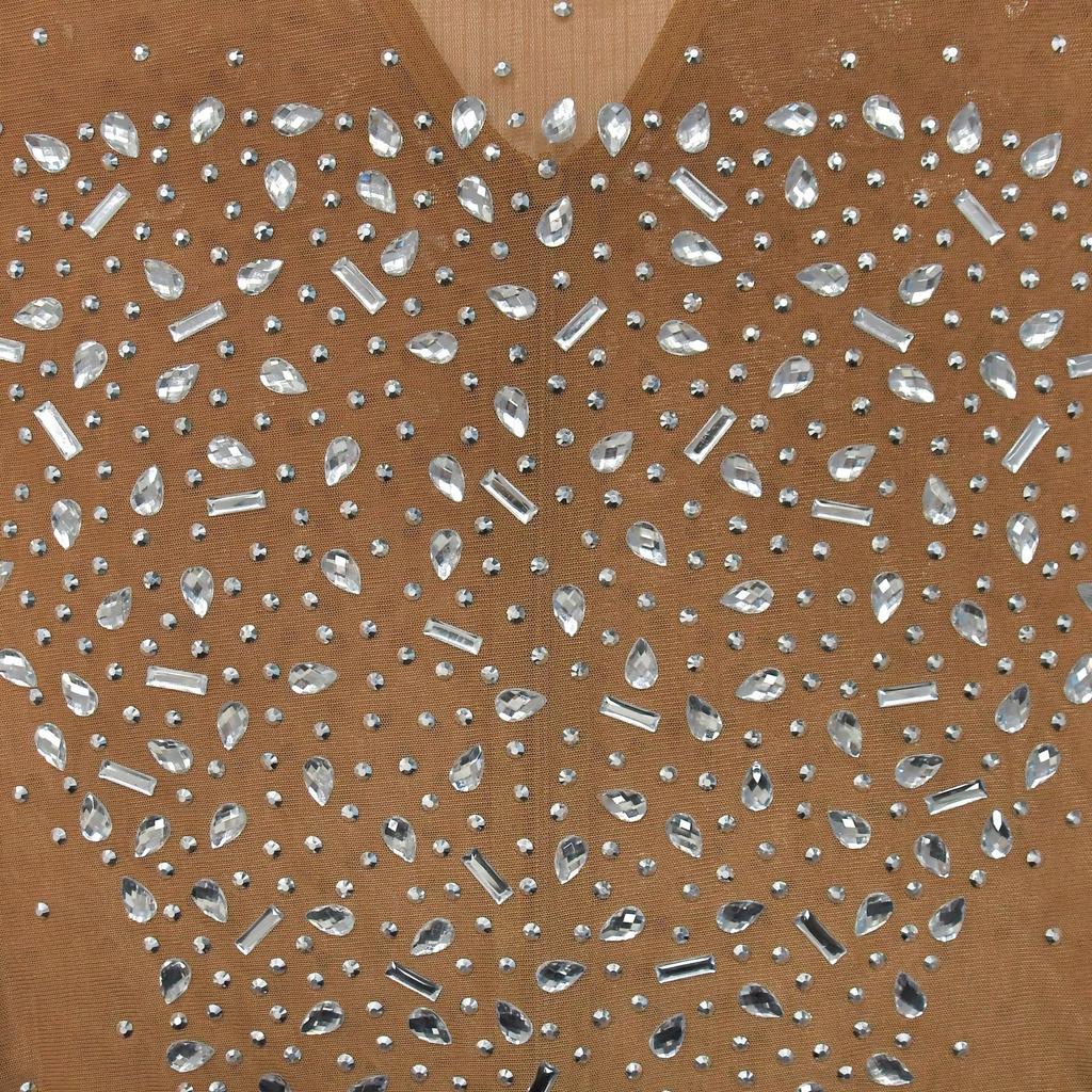 Moda Femei Culoare Solidă Mesh Drill Mâneci lungi Rochii lungi Rochie de seară Rochie de petrecere