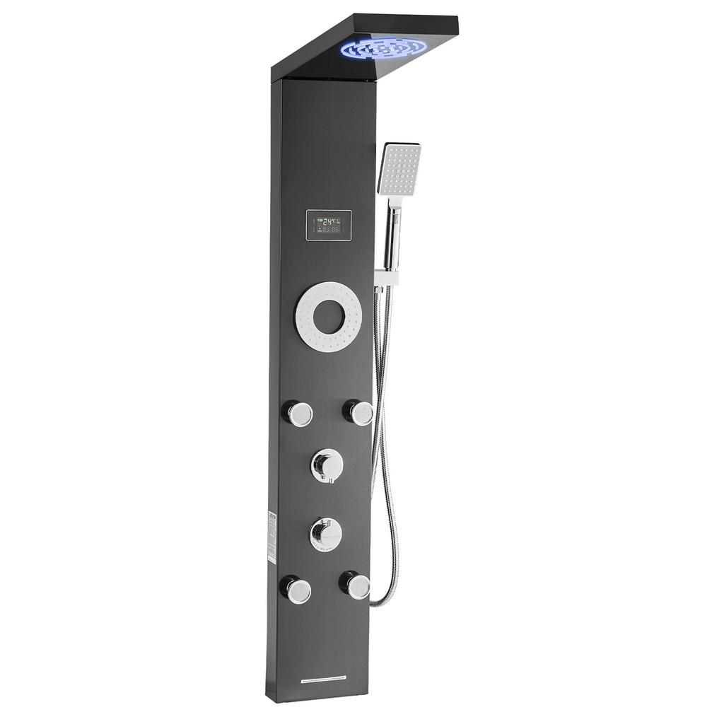 Shower Panel Tower System Stainless Steel Column Rainfall Head Massage Jet