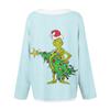 Women's Festive Christmas Sweater Cozy Holiday Pullover with Santa Hat and Gift Print Long Sleeve