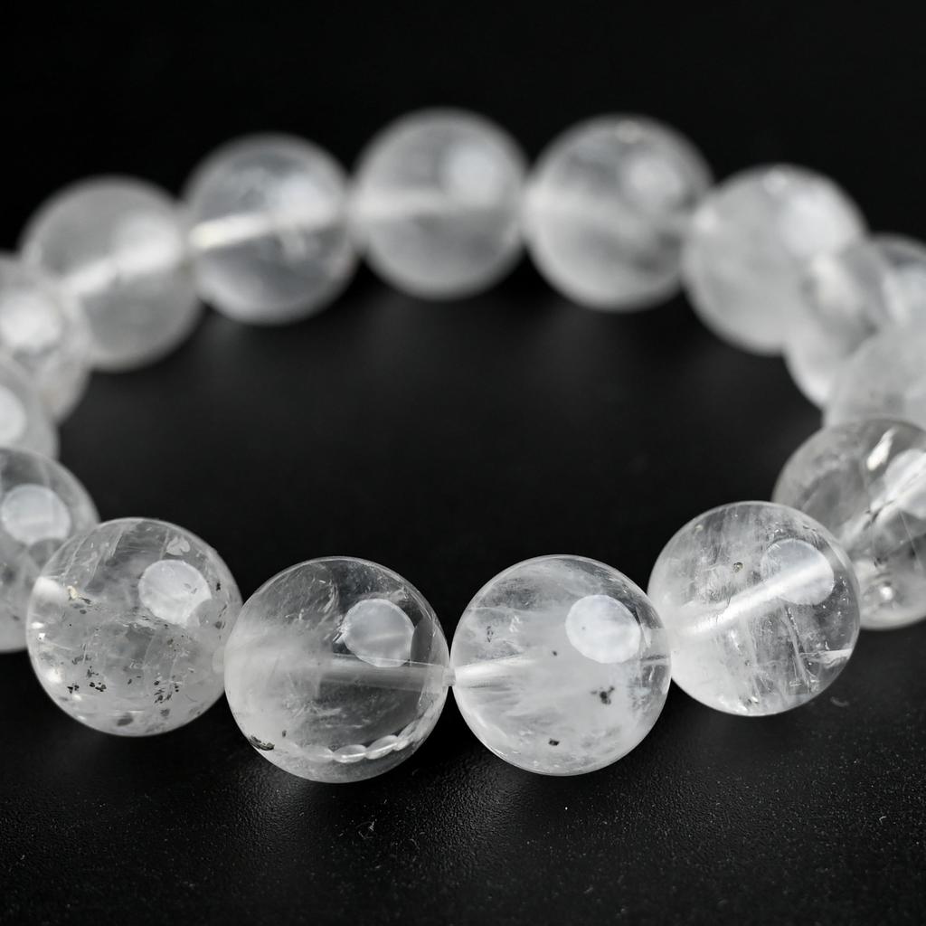 Eigado Pyrite In Quartz 15 Inner Natural Power Good Luck Bracelet, Beads, 14mm, Diameter Approx. 17cm, Stone, Stone, Charm, 2507-Brace-Pyr-01