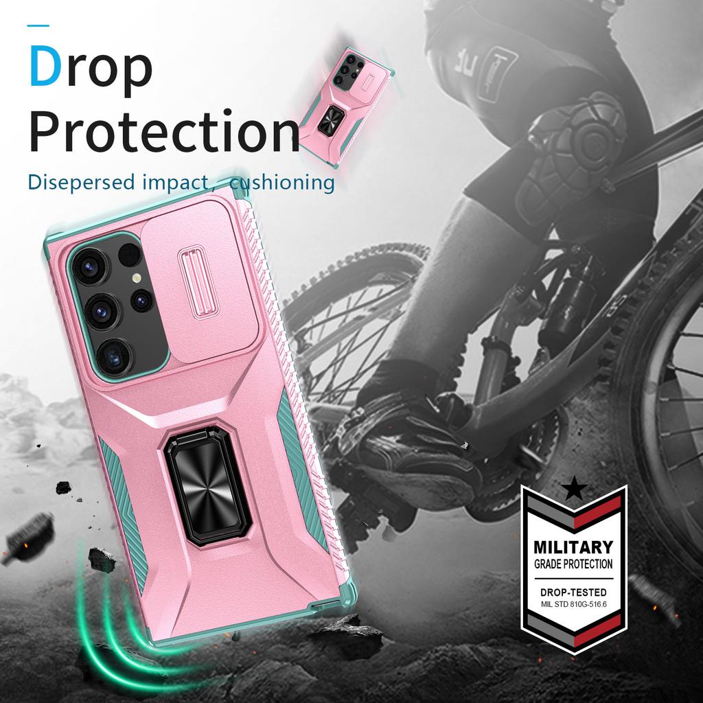 For Samsung Galaxy S24 Ultra Case Camshield Kickstand TPU+PC Anti-Slip Phone Cover