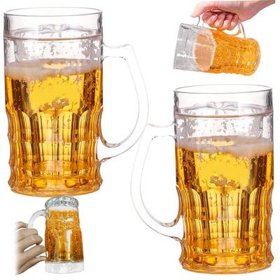 Tasse à bière réaliste à double paroi de 400 ml, 1/2 pièce de chopes à bière amusantes à double étage, plastique farce nouveauté verres à bière factices décoration de la maison