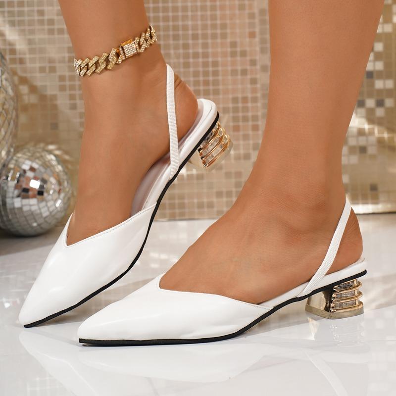 

Мода Мода Босоножки Баотоу Осень Новые Острый Носок Мелкий Вырез Слипоны Нескользящие Износостойкие Туфли на Блочном Каблуке 36 белый