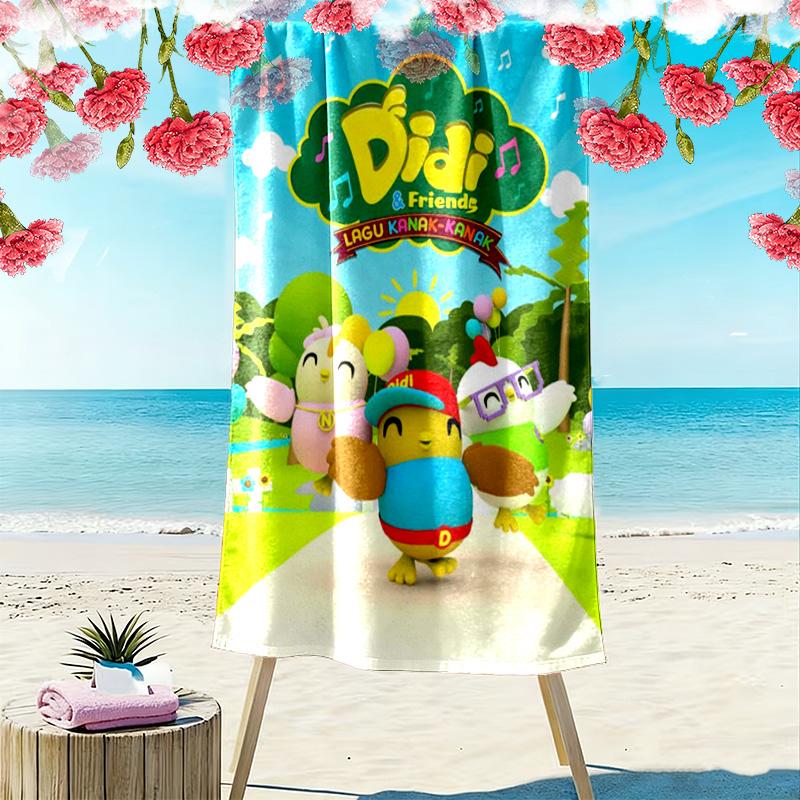 Didi and Friends Print Beach Towel, Large Soft Quick Dry Towel for Beach Camping Swimming
