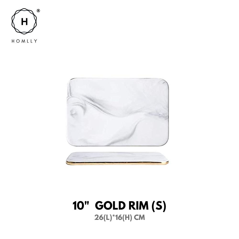 

HOMLLY Марби Золотой Ободок Мраморный Принт Керамическая Сервировочная Тарелка Поднос для Демонстрации Еды Ювелирных Изделий 10" Gold Rim