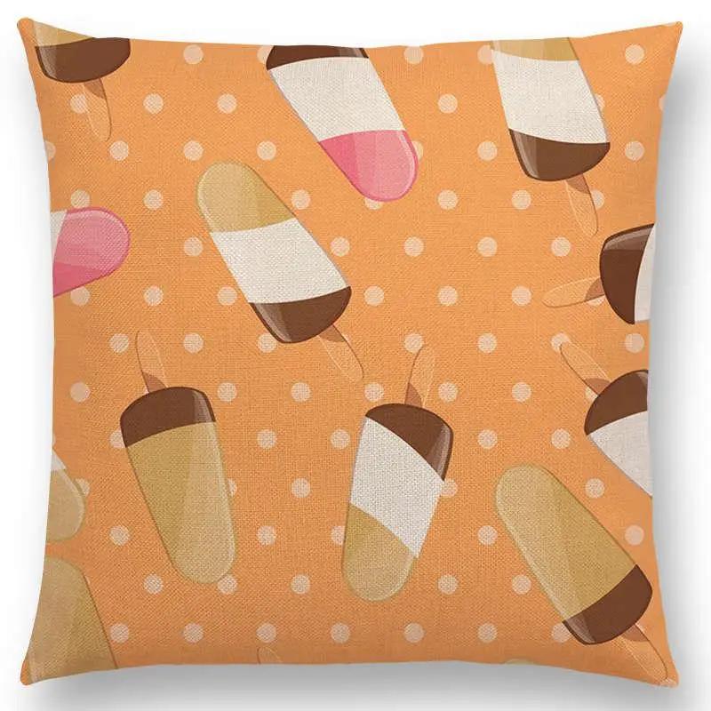 Colorful Prints Cushion Cover Chocolate Candy Donuts Pretty Ice Cream Pattern Color Party Sofa Throw Pillow Case Decor