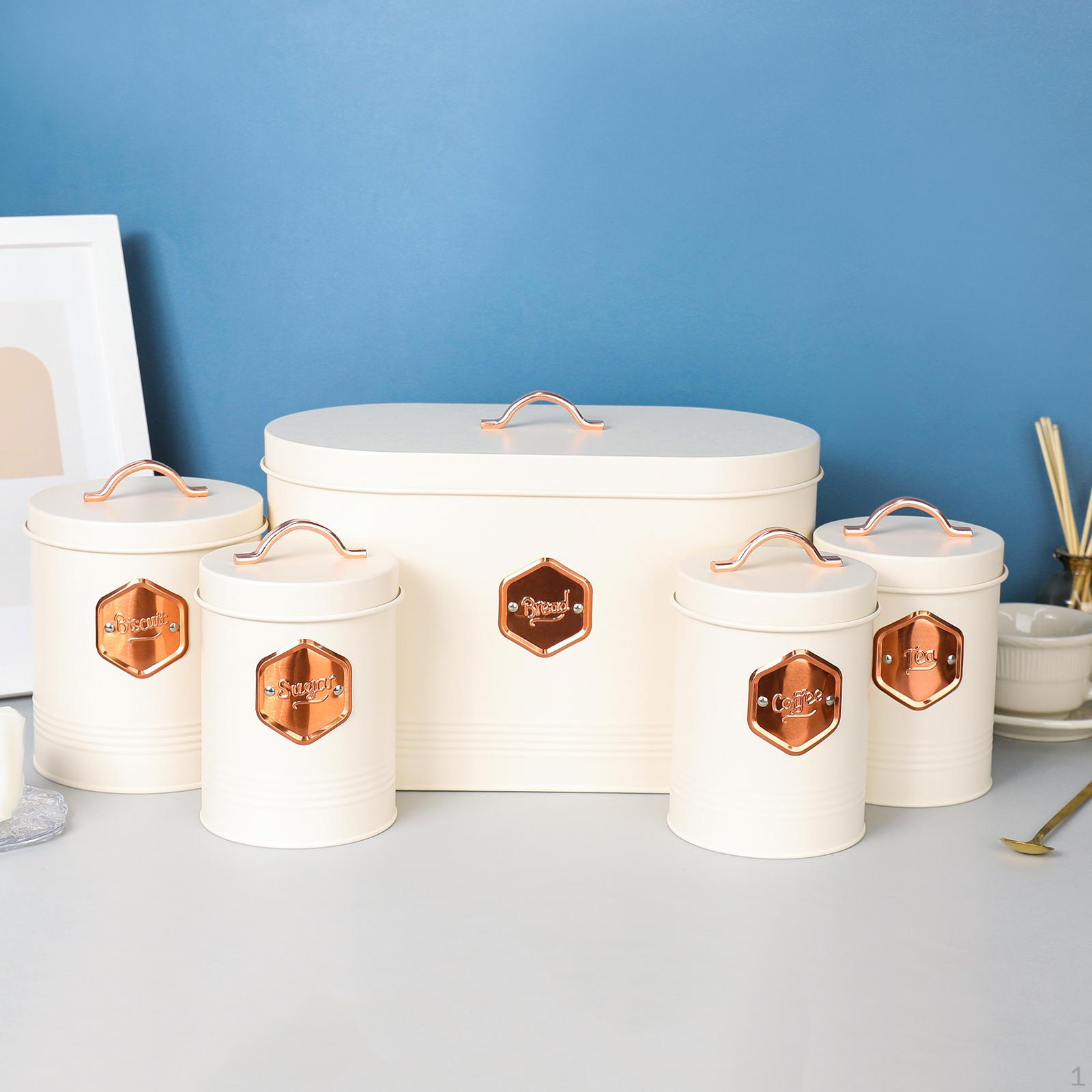 

Кухонный набор канистр, металлический контейнер для хлеба, деревенский прочный практичный контейнер для хранения еды, кафе белый