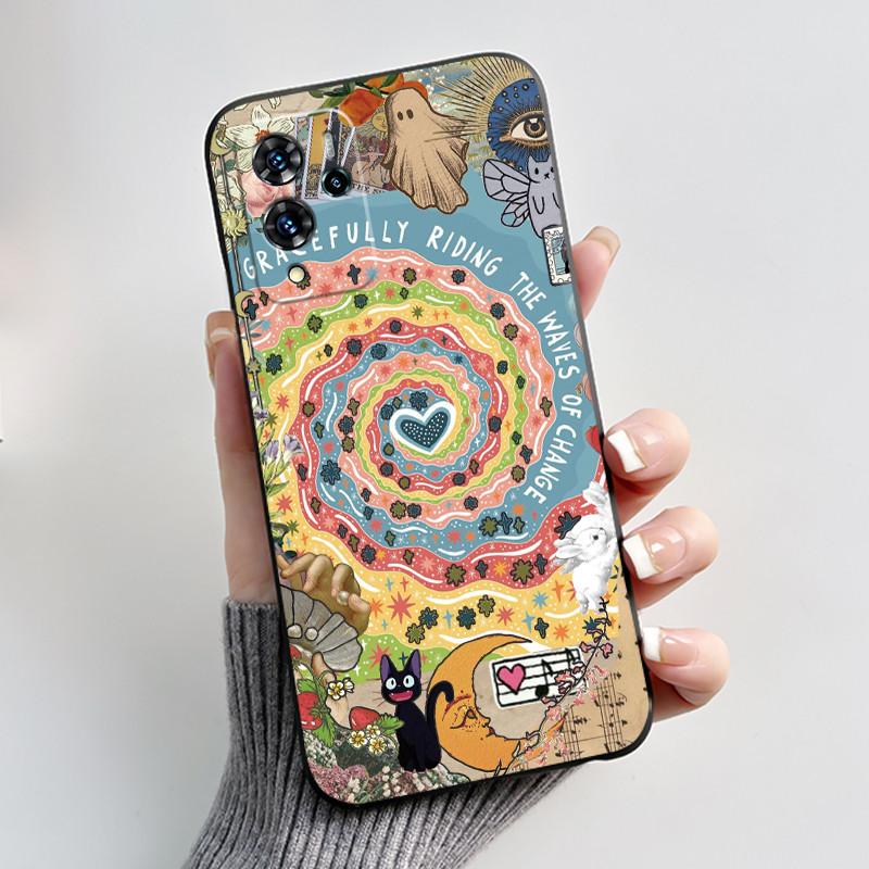 Cute Cartoon Case For ZTE Blade V40 Pro Capa Shockproof Fundas Printing Shell Protective Cover Soft Silicone Black Casing Coque