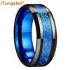iTungsten 8mm Black Blue Color Tungsten Wedding Band Men Women Nice Dragon Ring Meteorite Based Fashion Jewelry Comfort Fit