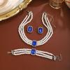 Luxury Multi-Layer Pearl Choker Necklace, Bracelet & Stud Earrings Set for Women