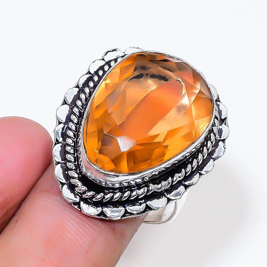 Natural Morganite Gemstone Handmade 925 Sterling Silver Jewelry Ring Size 8 AR-18665