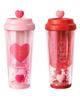 Heart Portable Cup Drinkware Leakproof Double Layer 435ml Tea Bottle Love Coffee Mug for Car Party