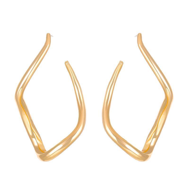 Gold Plated Hypoallergenic Geometric Dangle Earrings 1 Pair Irregular Design for Women Outdoor Travel Wear