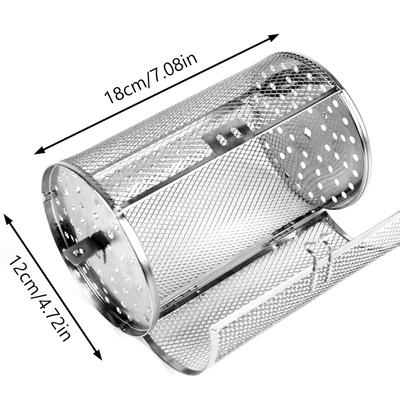 Korg Roterande Rostfritt Stål Bur Rotisserie Grill Rostare Grill Rostare Trumma Rostkorg Jordnöt Torkad Nöt Kaffebönor BBQ