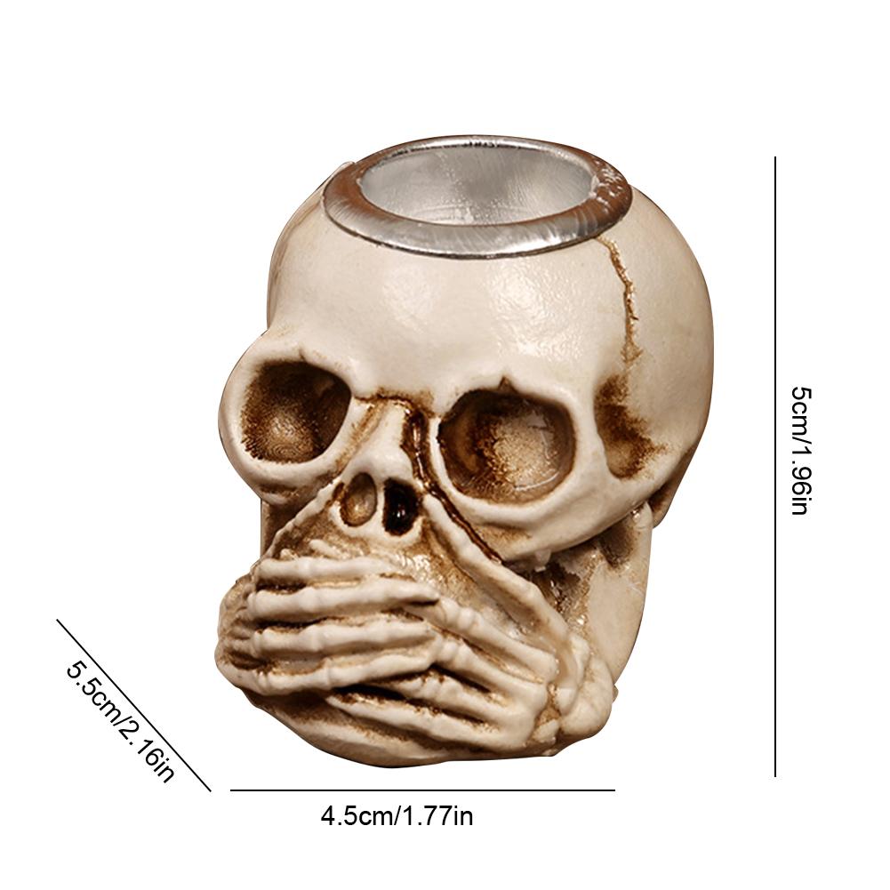 Halloween Skull Candle Holders Gothic Style Desktop Skull Candlestick Decor Ghost Skull Candlestick for Haunted House Props