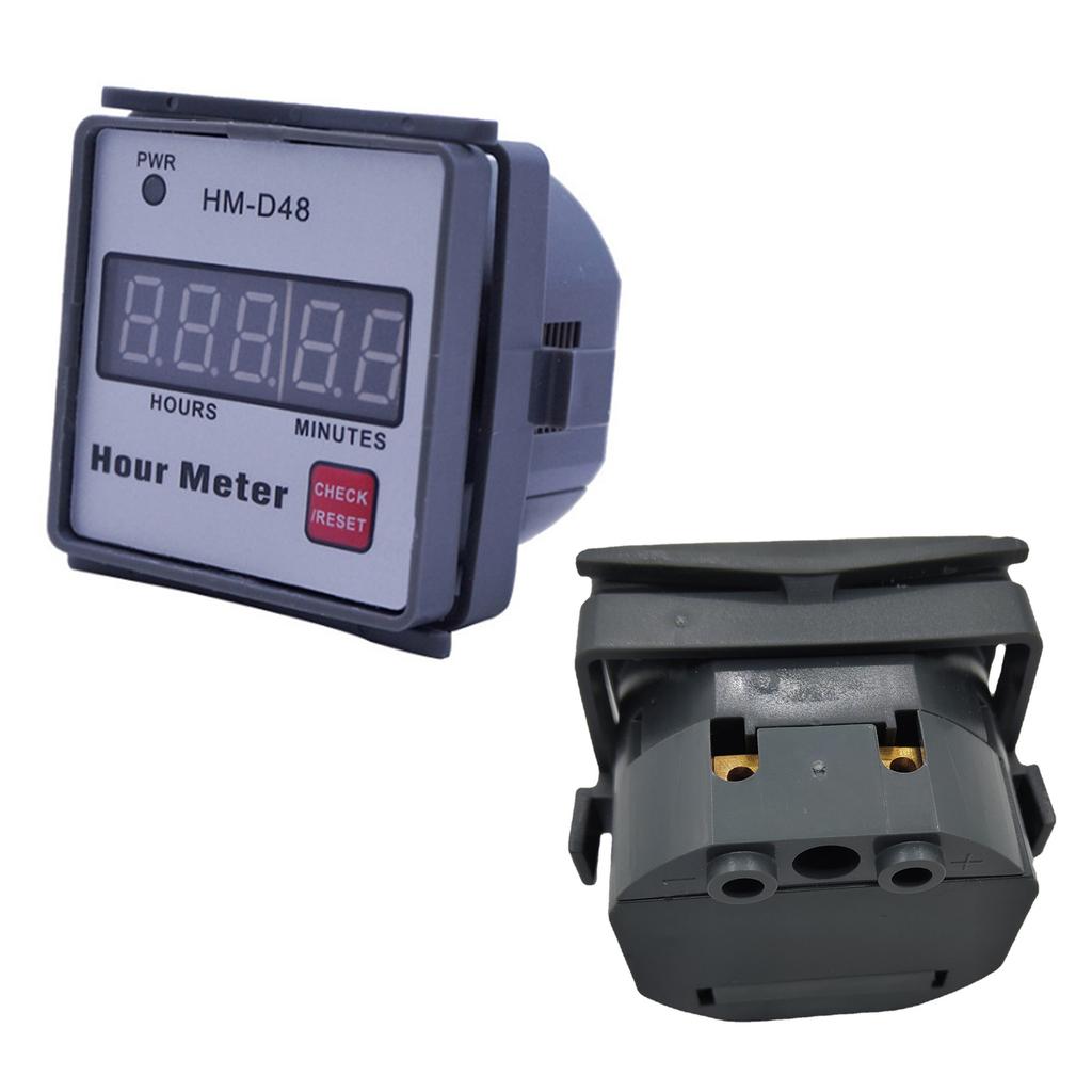 Digital Hourmeter AC 220V HM-D48 0?999.99h Timer Universal Hour Meter Gauge for Lawn Mower Generator Farm Tractor Motor