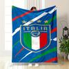 Italy National Team Logo Warm Blanket, Blue Tone Flannel Blanket for Bedroom, Living Room, Sofa, and Nap.