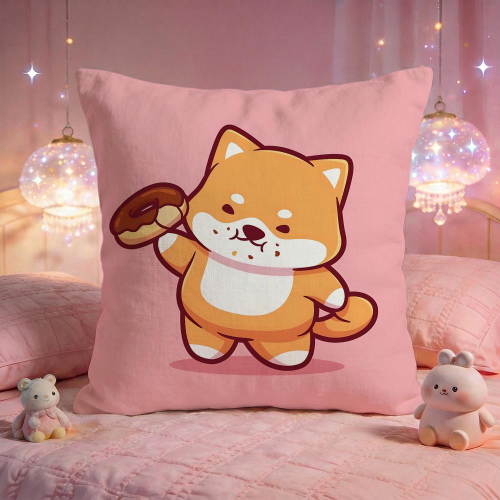 Playful Shiba Inu Cushion Cover Premium Comfort Reversible Pillow Cove Two in One Design for Any Room Car Interior