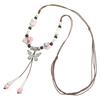 Ceramic Beaded Butterfly Pendant Necklace, Retro Ethnic Style Long Sweater Chain