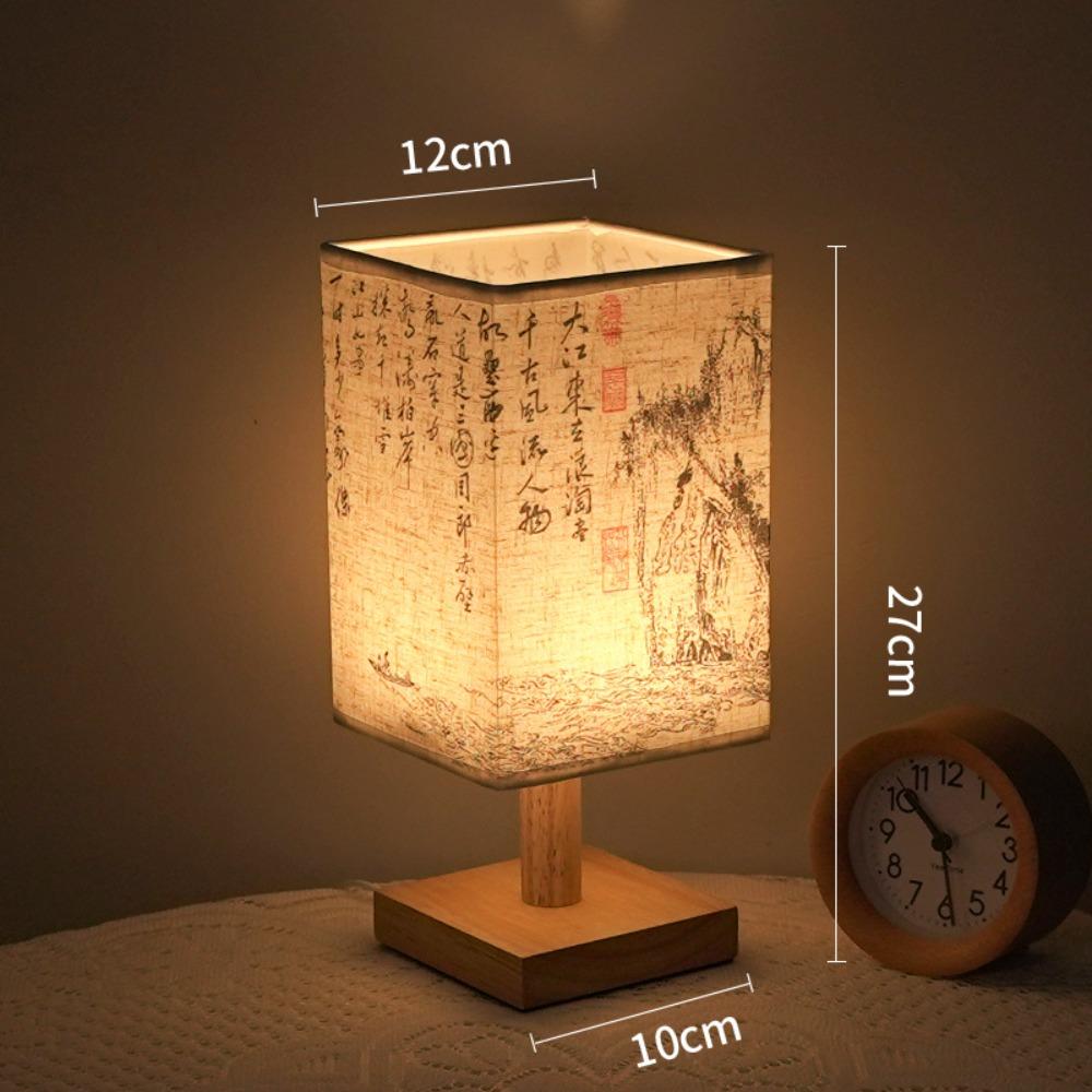 Fabric Lampshade LED Table Lamps Square Shape Chinese Style Lamps  Home Decoration