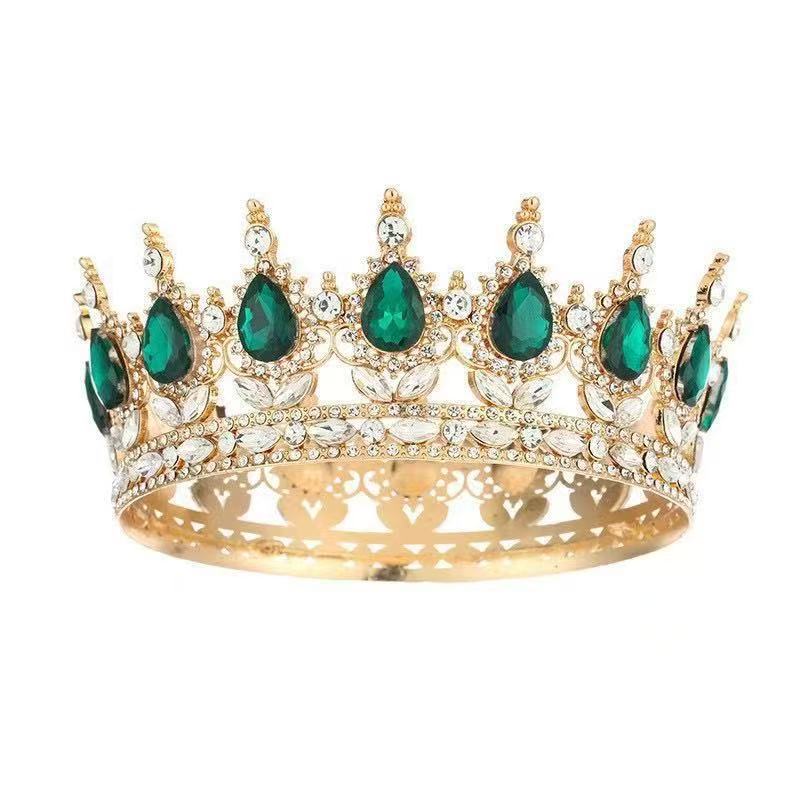 Crown  Bride's Headwear Wedding Dress  Princess Luxurious and Shiny Full Round Crown  Flower Cake  Decorative Ornaments  Crown