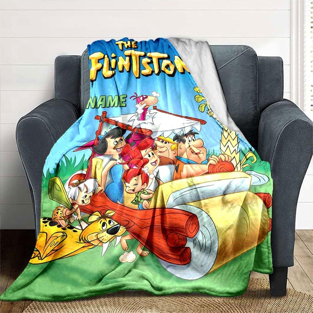 The Flintstones Family Adventure Gift Personalized Blanket Customize Your Name Warmthful Decor Throw For Sofa Couch Office Bed Picnics Ideal For All