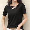 Γυναικείο πουκάμισο μονόχρωμο κοντό μανίκι V λαιμόκοψη Γυναικεία μπλούζα για καθημερινή χρήση